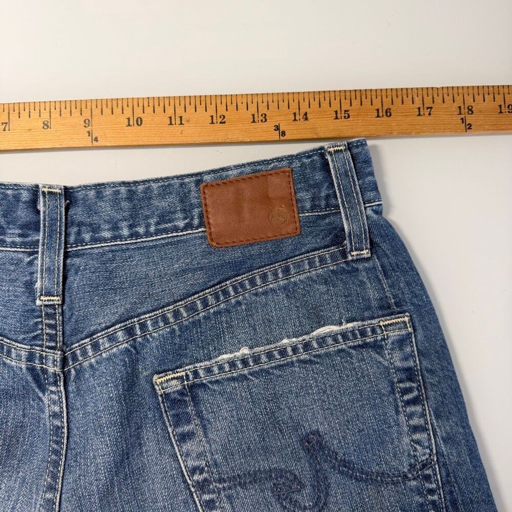 AG Adriano Goldschmied Blue Hattie Crop Raw Hem High-Rise Barrel Jeans Size 28 - Picture 8 of 12